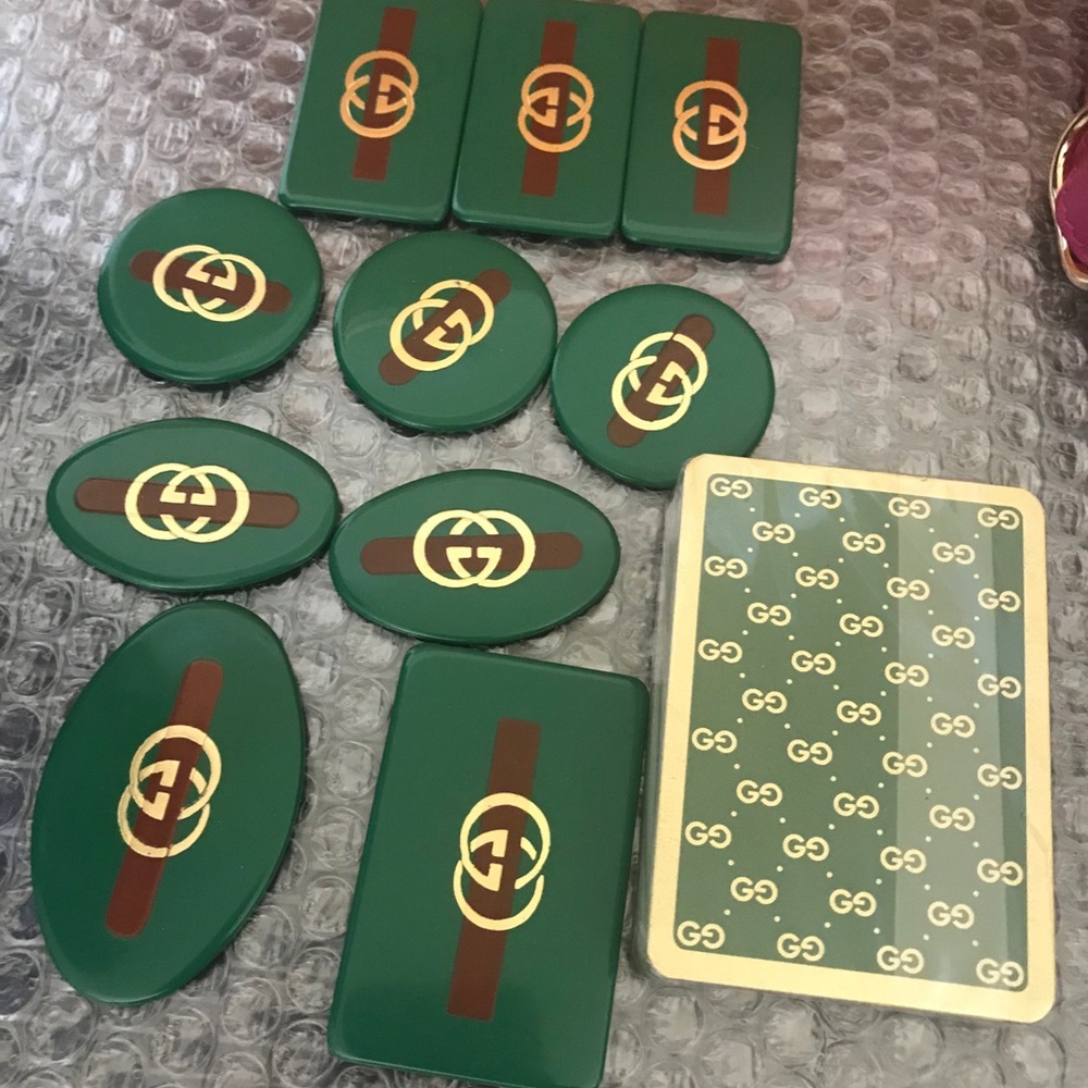 Vintage Gucci cards and poker chips..